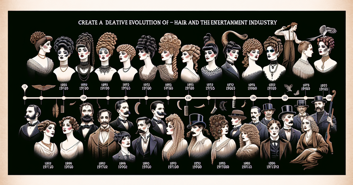 エンターテインメント業界におけるヘアメイクの歴史を表現したイラスト