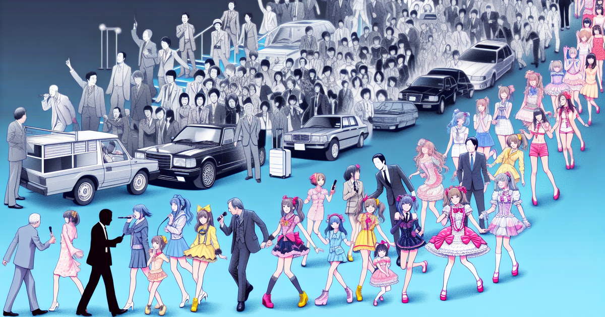 日本のアイドル文化の歴史を描いたイラスト