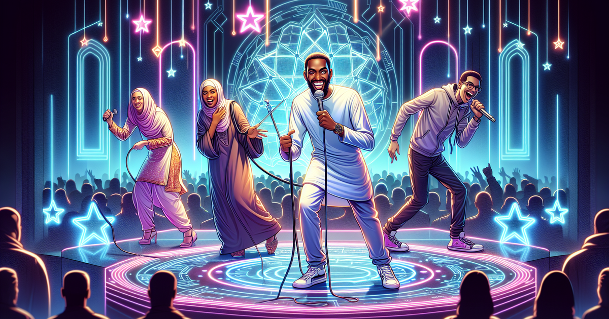 未来のお笑いステージを描いたイラスト