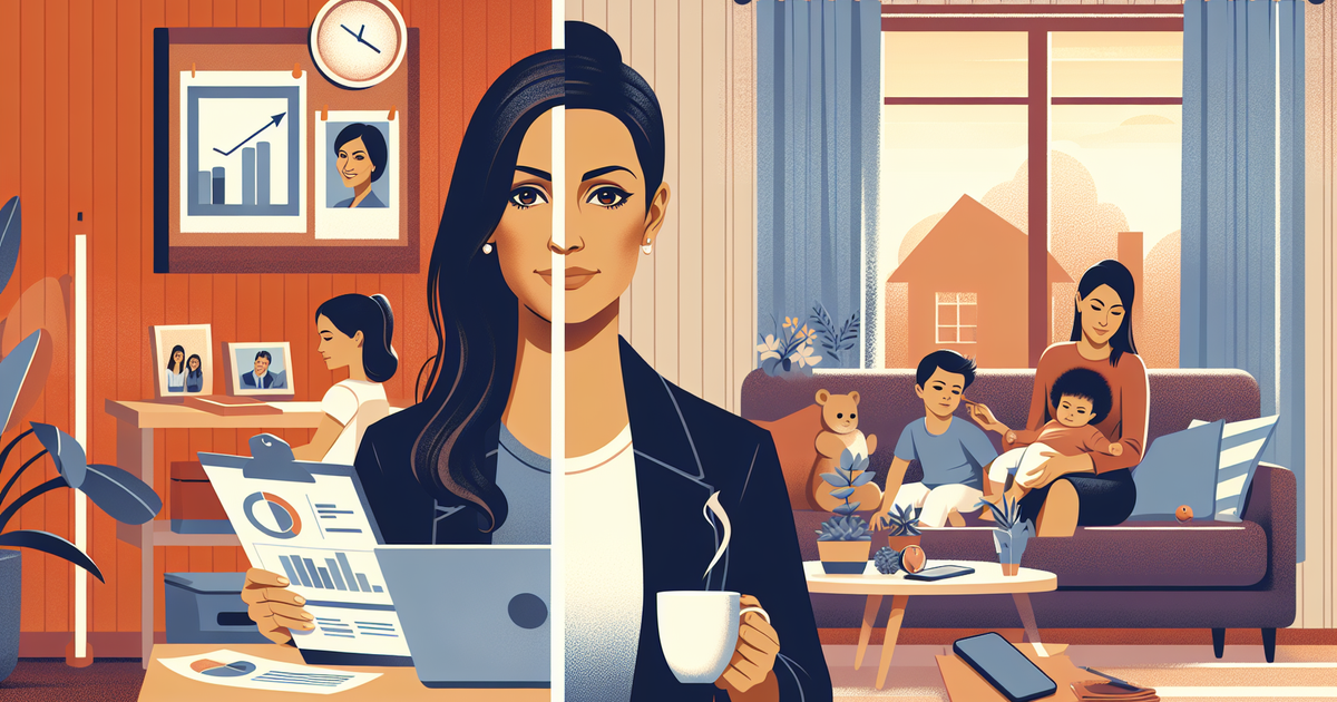 仕事と家庭を両立させる女性のイラスト