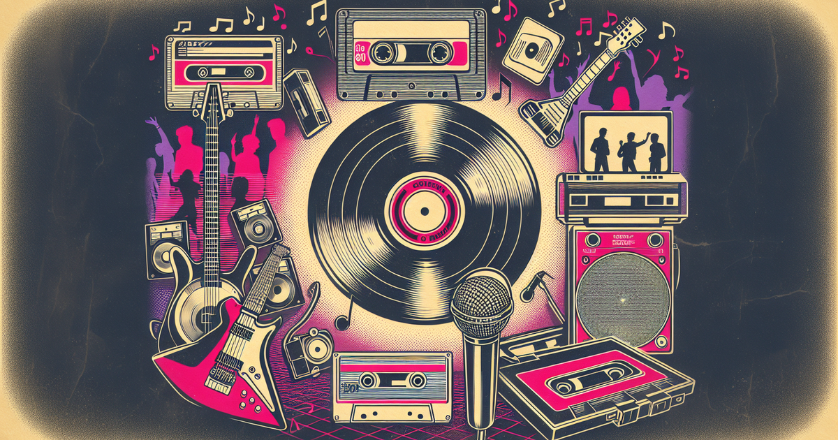 1980年代の日本の音楽シーンを表すデジタルペインティング