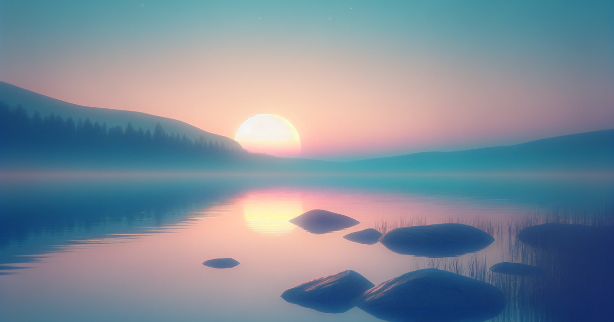 「モーニングムーン」の歌詞を象徴する穏やかな夜明けのイラスト