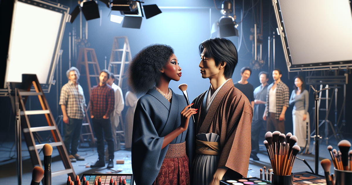 坂口健太郎とヘアメイクアーティストの出会いを描いたイラスト