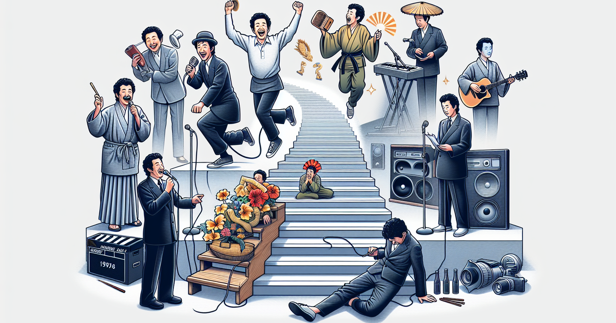 コメディアンのキャリアの旅を描いたアート