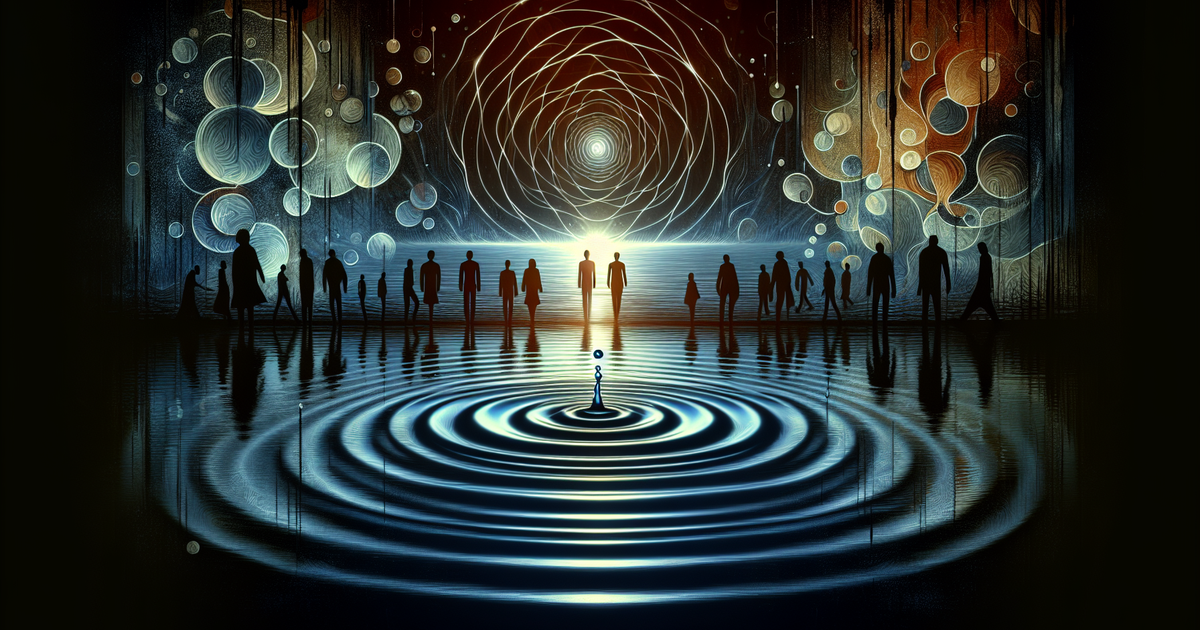 一人の暴露が他の芸能人に与える影響を象徴する水の波紋のイラスト