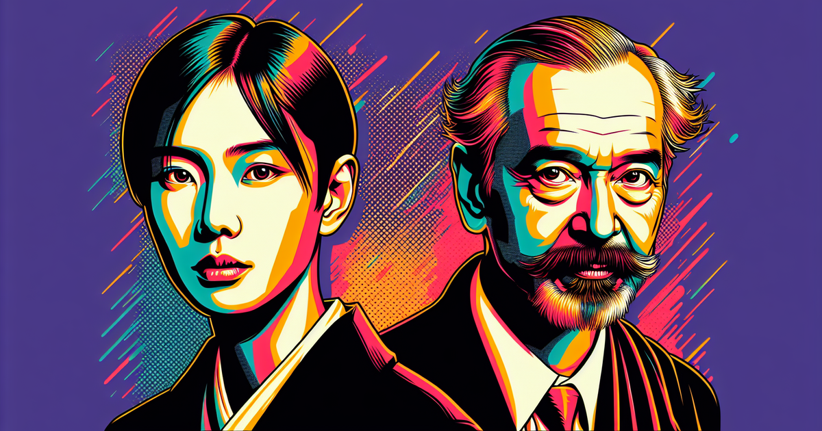 三浦春馬さんと竹内結子さんのスタイライズされた肖像画