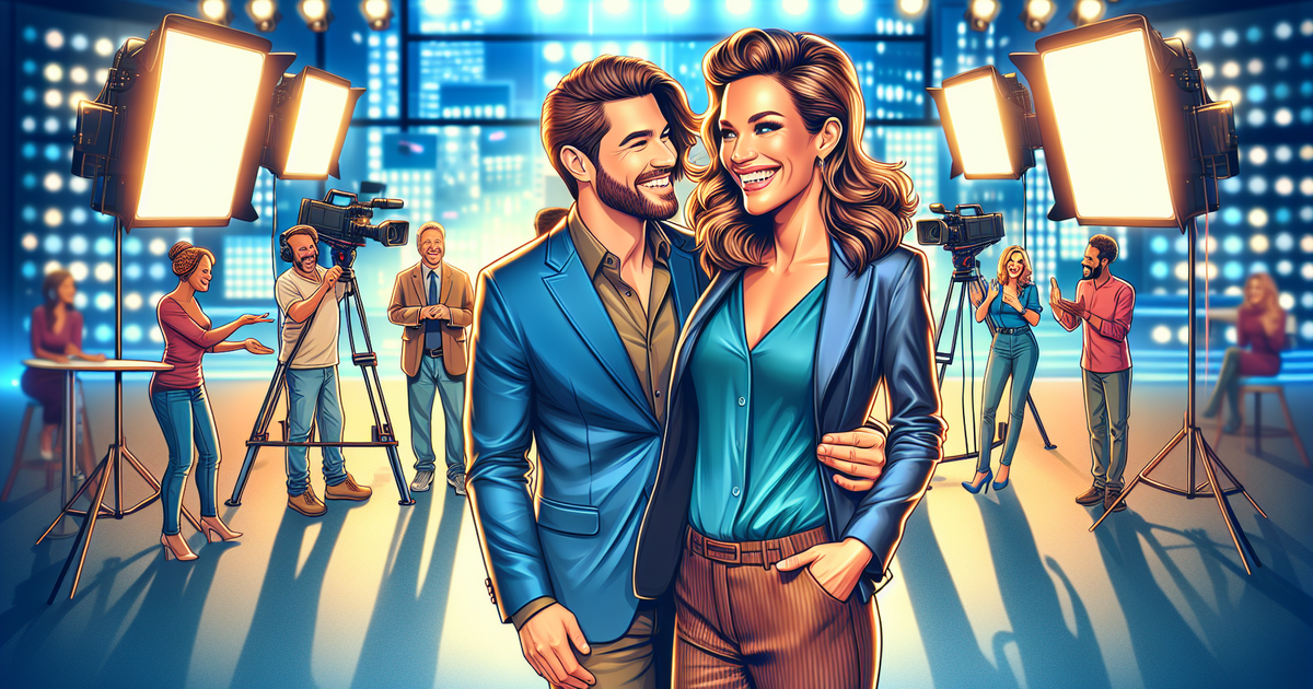 中村倫也さんと水卜麻美さんの出会いを描いたイラスト