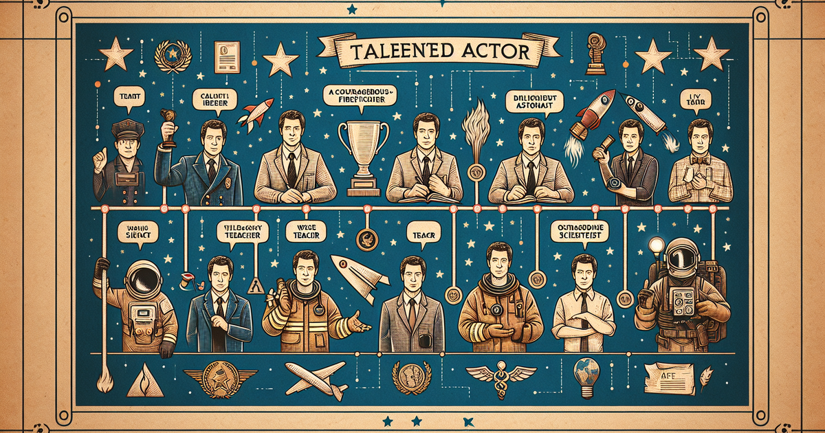 中村倫也さんのキャリアの歴史を表現したイラスト