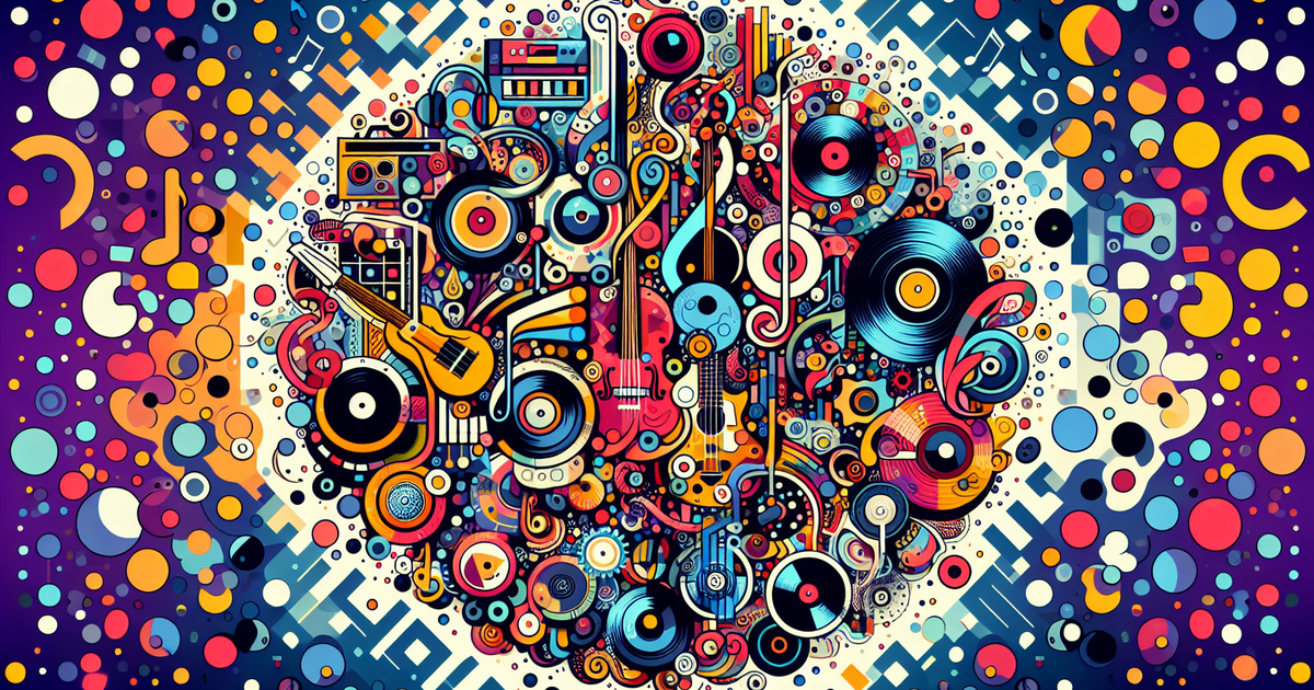 Krevaの音楽スタイルの多様性を表現した抽象アート