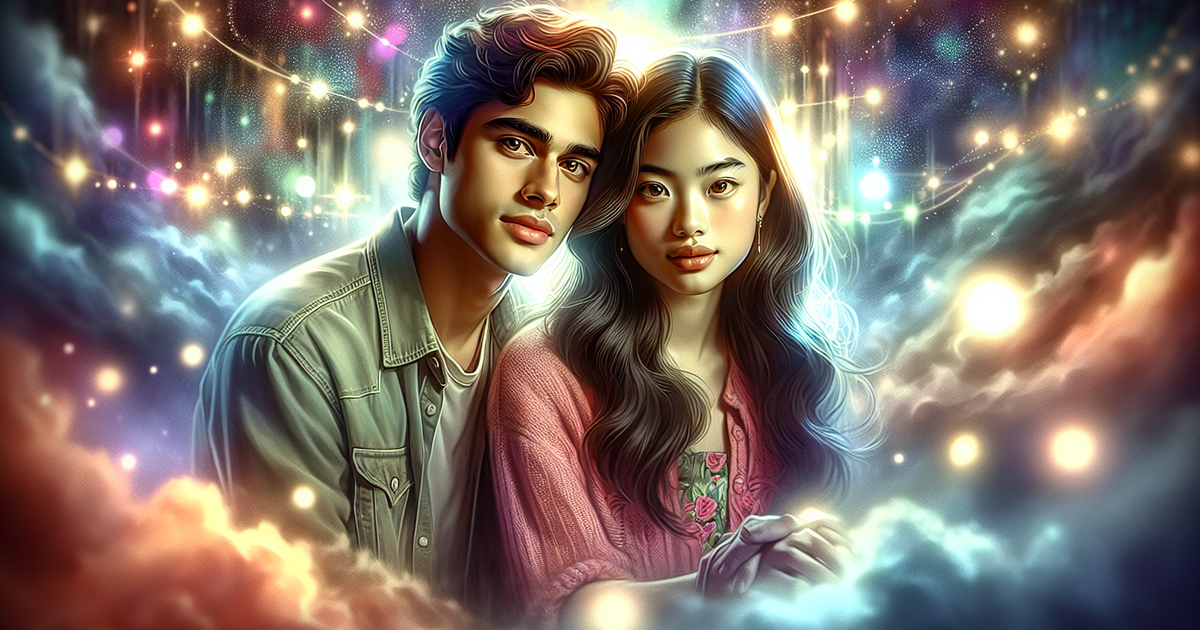 映画のロマンチックなシーンのアート表現