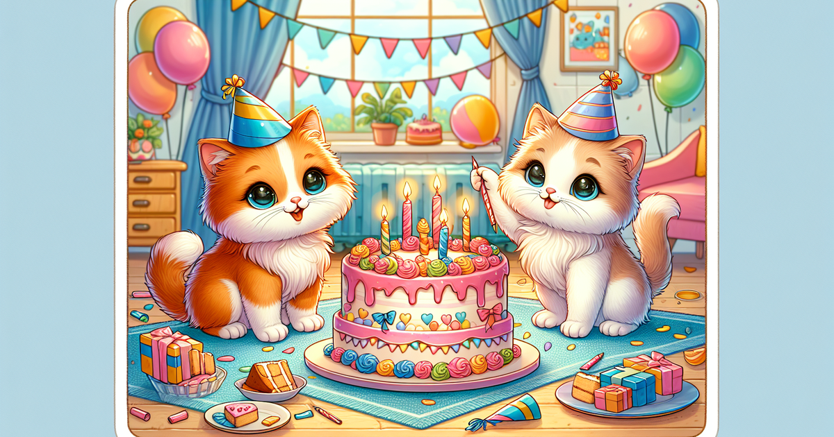 まるおともふこの誕生日パーティーのイラスト