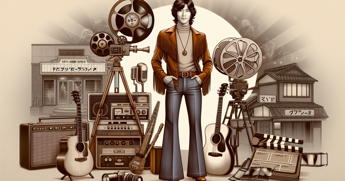 1970年代の日本の俳優の背景を描いたアート