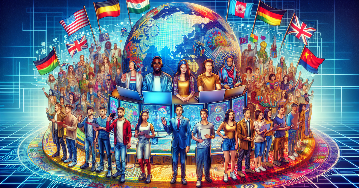 にじさんじの国際展開を示すデジタルイラスト