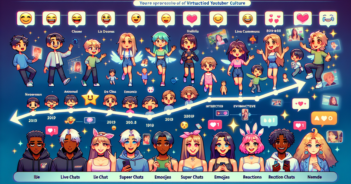 バーチャルYouTuber文化の進化を描いたイラスト