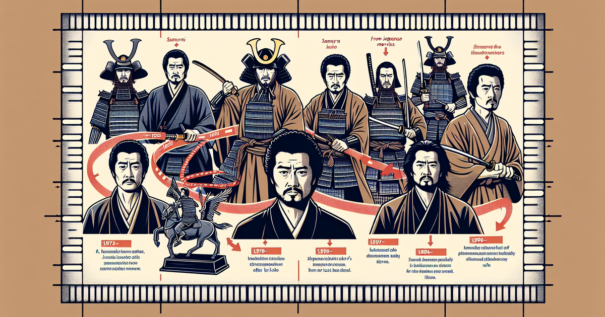 舘ひろしさんのキャリアのタイムラインを描いたイラスト