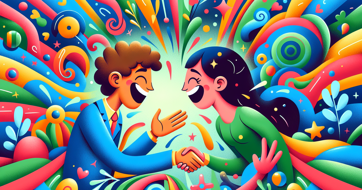 中村倫也さんと水卜麻美アナの初対面を表現したイラスト