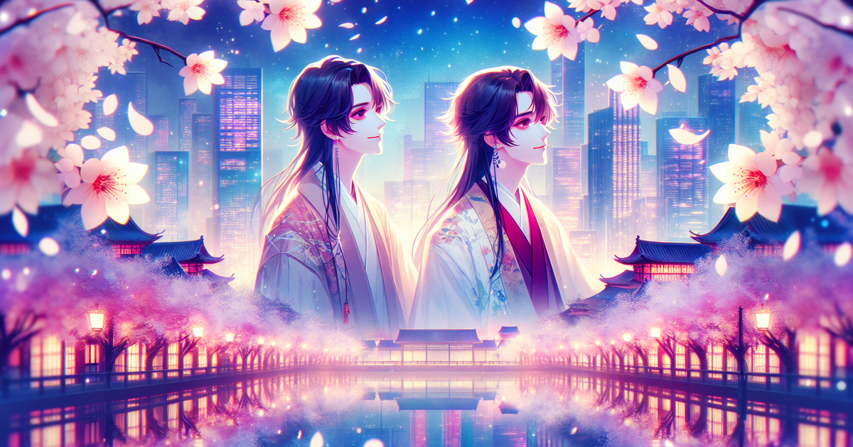 中村倫也さんと水卜麻美さんのロマンティックなシーンを描いたイラスト