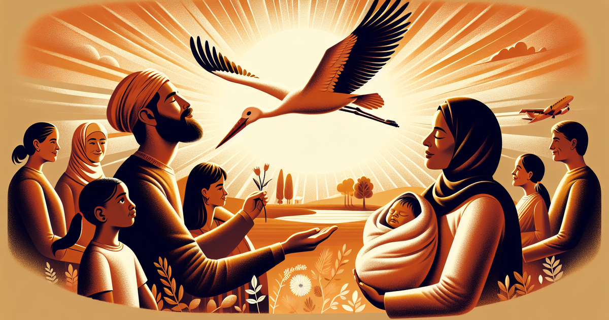 出産と親子の絆をテーマにした感動的なイラスト