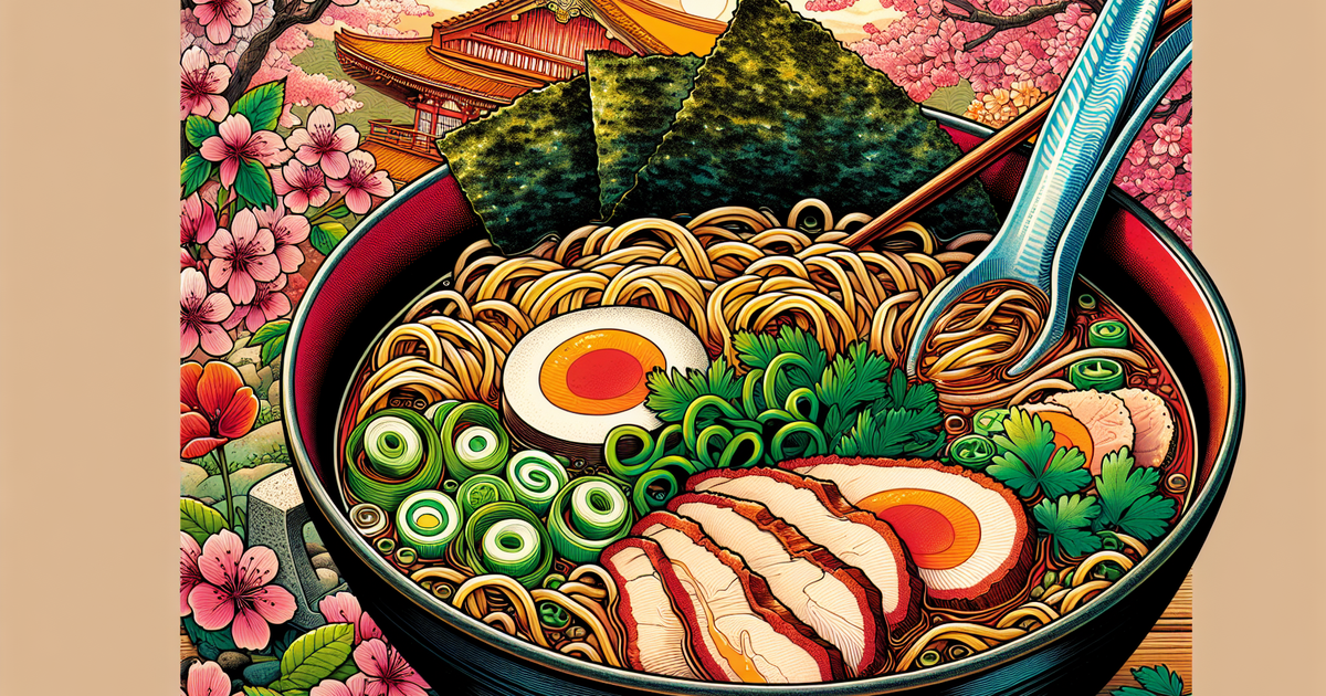 岡山のラーメンを表現したイラスト