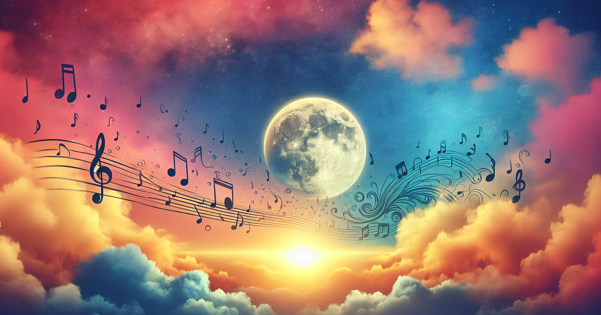 CHAGE and ASKAの「モーニングムーン」を象徴する、朝日と音符のデジタルイラスト