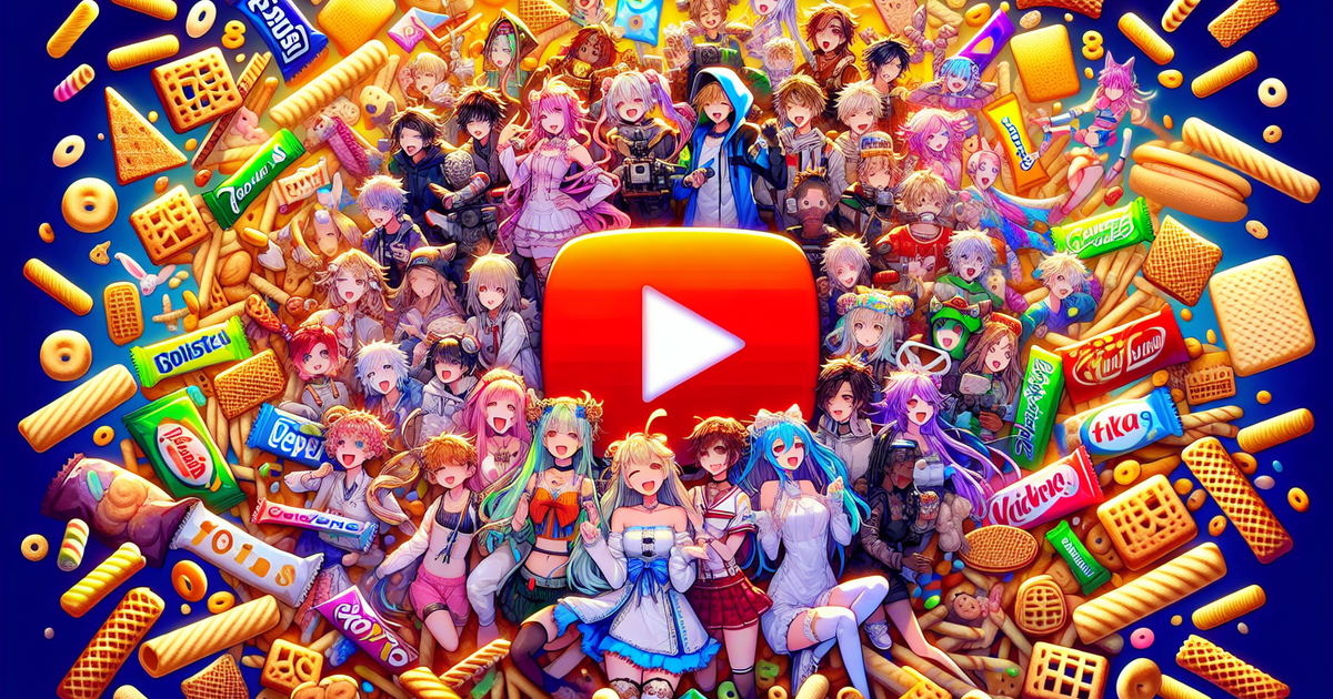 にじさんじのキャラクターとウエハースのお菓子のイラスト