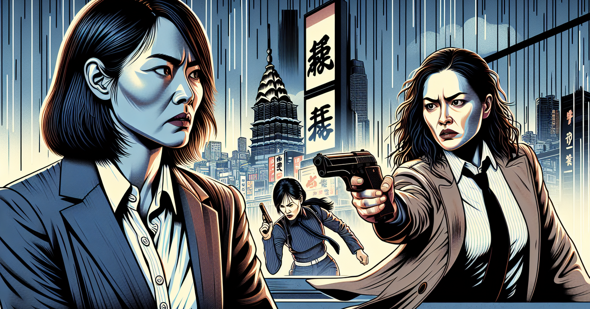 日本の犯罪ドラマの緊迫したシーンを描いたアイキャッチ画像