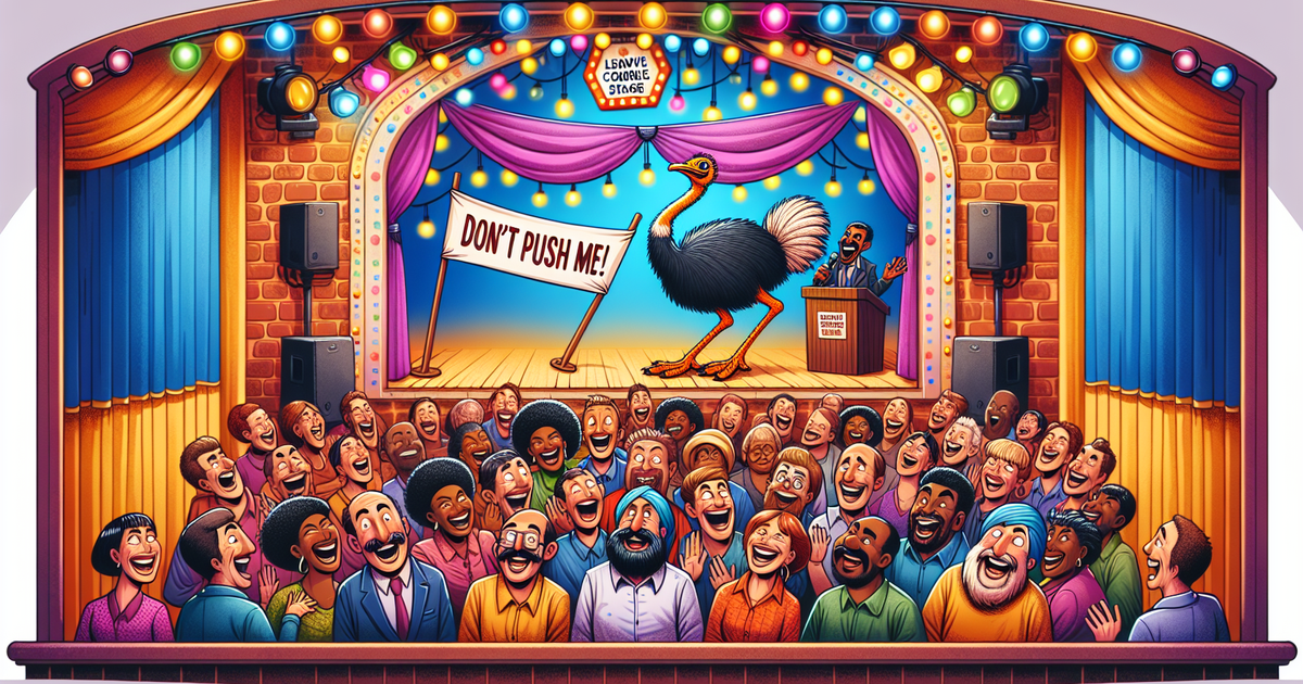 ダチョウ倶楽部のパフォーマンスを描いたイラスト